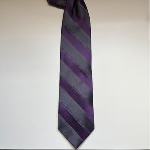 Vintage Calvin Klein Gray Purple Striped Silk Tie preppy collegiate classic
